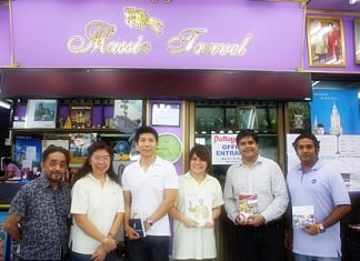 During the most recent sales promotion trip to Pattaya, representatives of Air Madagascar, Air New Zealand and Cebu Pacific Air paid a courtesy visit to Massic Travel, the Eastern Seaboard’s friendliest travel agents, to update them on the new promotions and services offered by their respective airlines. On hand to welcome them were Marlowe Malhotra and his family of ticketing experts. (L to R) Marlowe Malhotra, Managing Director of Massic Travel Co., Ltd., Walapa Asanprakit, Sales Manager of Air Madagascar, Pijitra Sriboonnark, Sales Executive of Air Madagascar, Sanhakot Vithayaporn, Sales Manager of Air New Zealand and Cebu Pacific Air, Suwanthep Malhotra, Deputy Managing Director of Pattaya Mail Media Group and Vikrom Malhotra, Manager of Massic Travel.